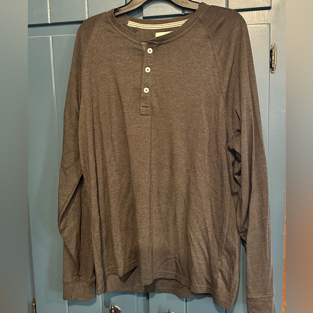 The Normal Brand Charcoal Long Sleeve Henley